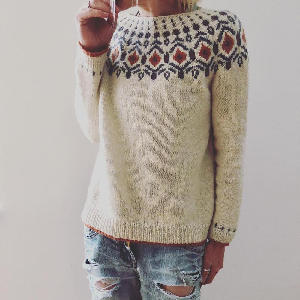Strickpullover Mit Nordischem Rautenmuster Für Damen