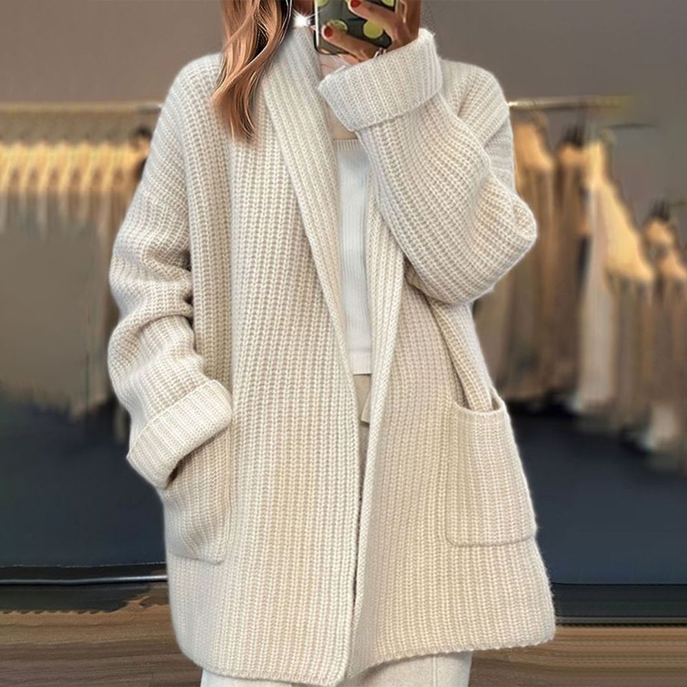 Übergroßer Winter-Strick-Cardigan mit Taschen Damen