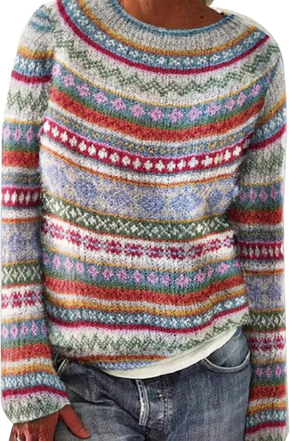 Klassischer Strickpullover mit Muster Winter Damen