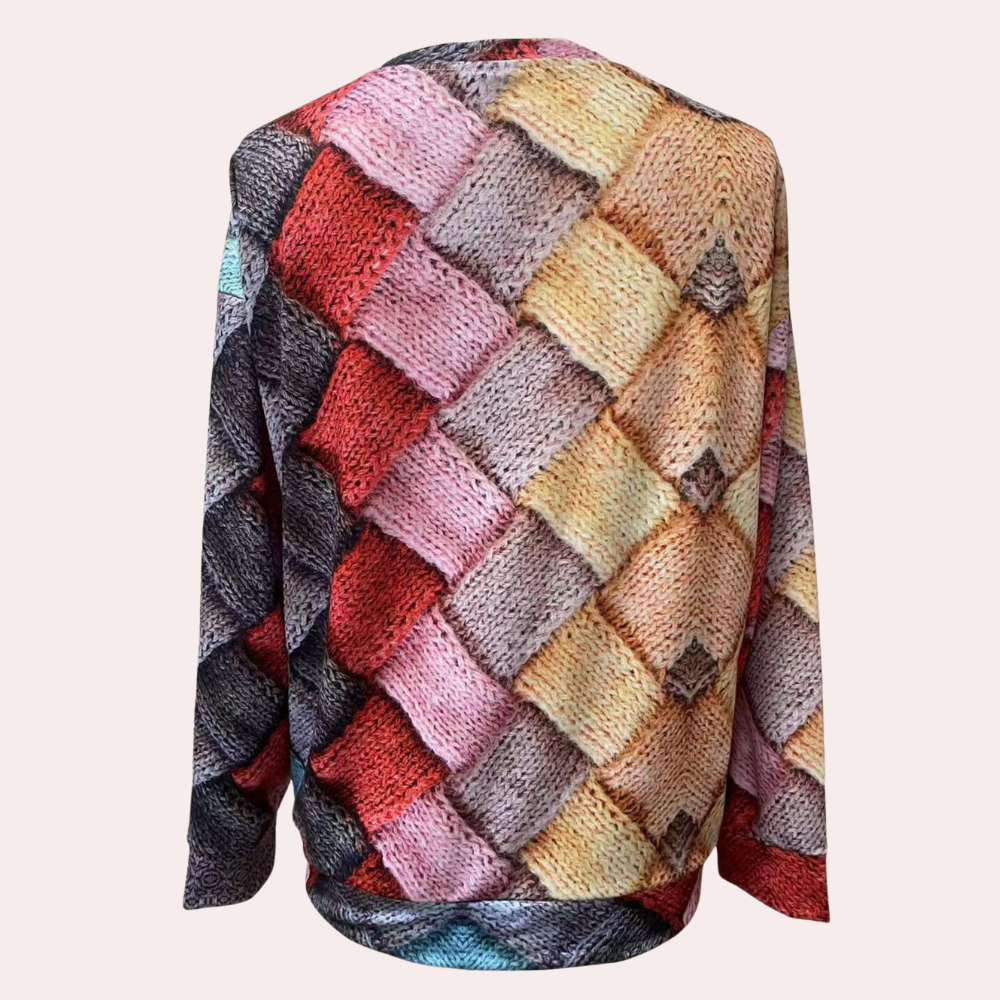 Bunter Strickpullover mit Gewebtem Muster Winter Damen