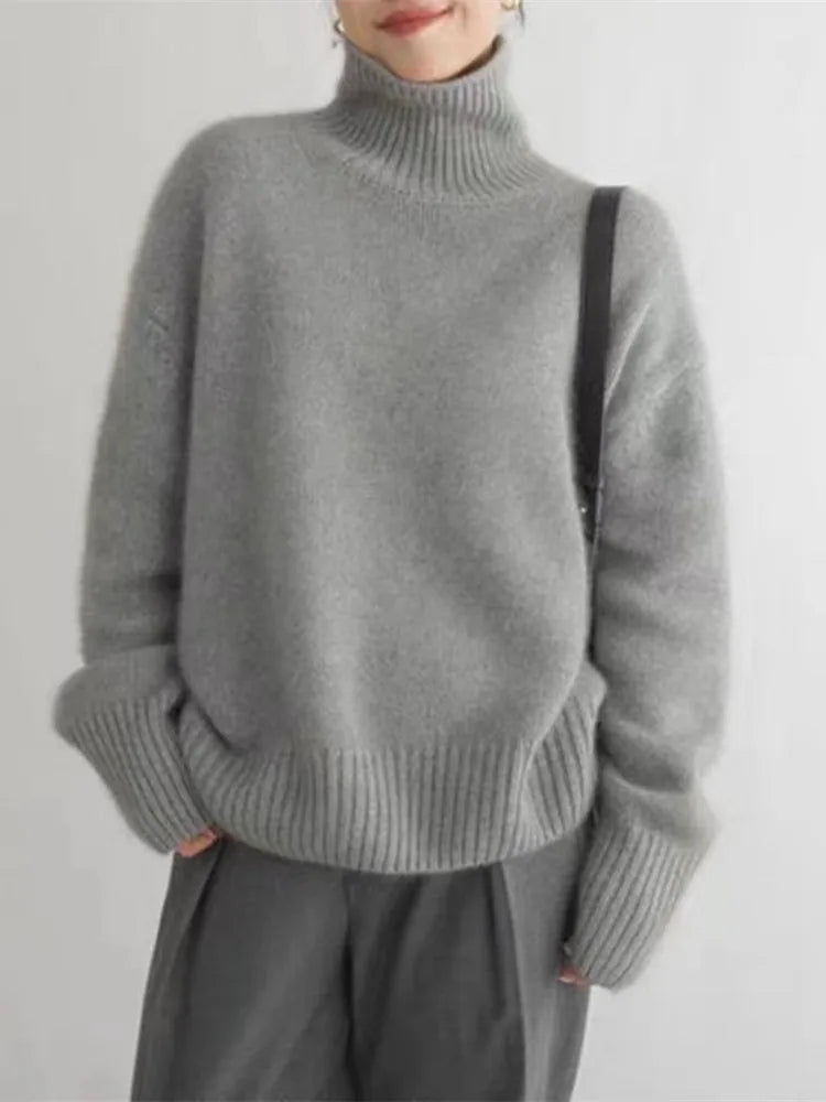 Gemütlicher Rollkragenpullover Mit Rippen-Detail Für Damen