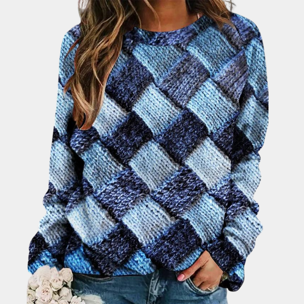 Bunter Strickpullover mit Gewebtem Muster Winter Damen