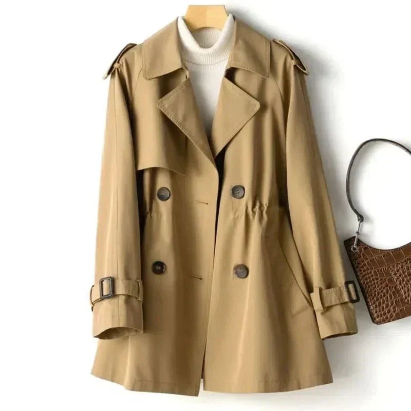 Chicer Doppeltgeknöpfter Trenchcoat mit Gürtel für Damen