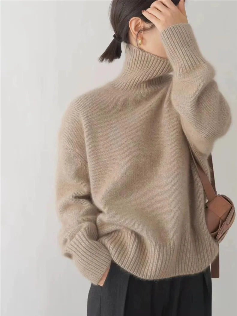 Gemütlicher Rollkragenpullover Mit Rippen-Detail Für Damen
