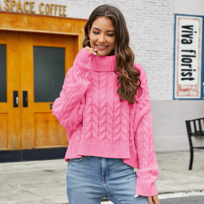 Zopfmuster Rollkragenpullover Winter Damen