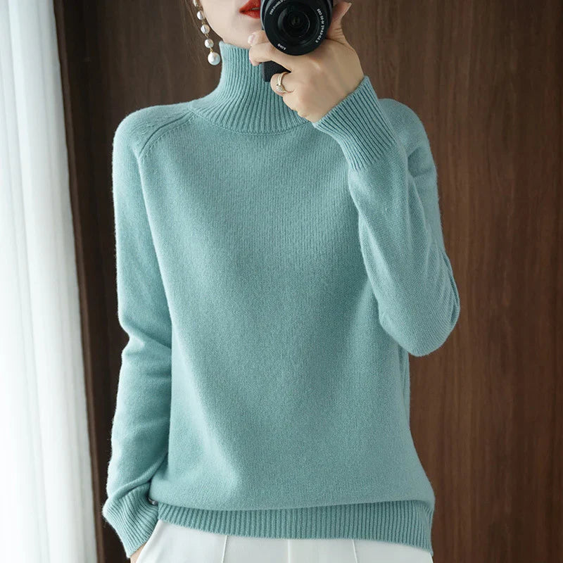 Warmer Rollkragenpullover mit Rippbündchen für Damen