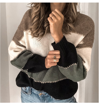 Locker Sitzender Pullover Mit Auffälligem Muster Für Damen
