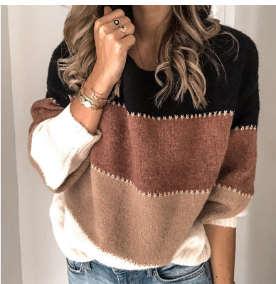 Locker Sitzender Pullover Mit Auffälligem Muster Für Damen