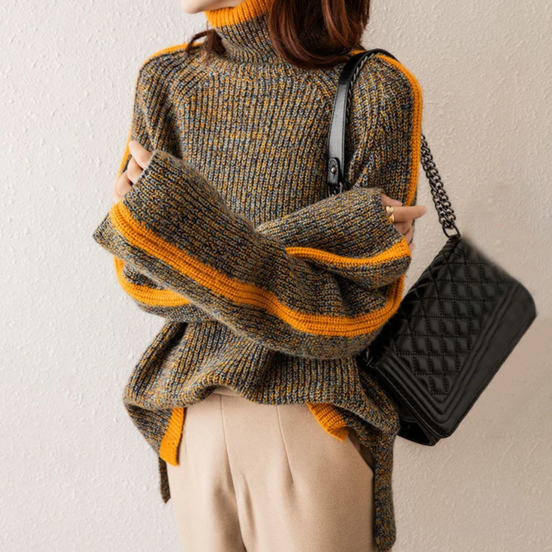 Stylisher Strickpullover Mit Auffälligem Design Für Damen