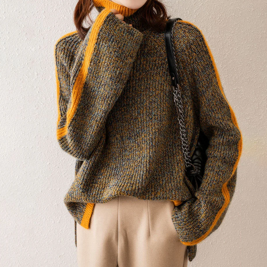 Stylisher Strickpullover Mit Auffälligem Design Für Damen