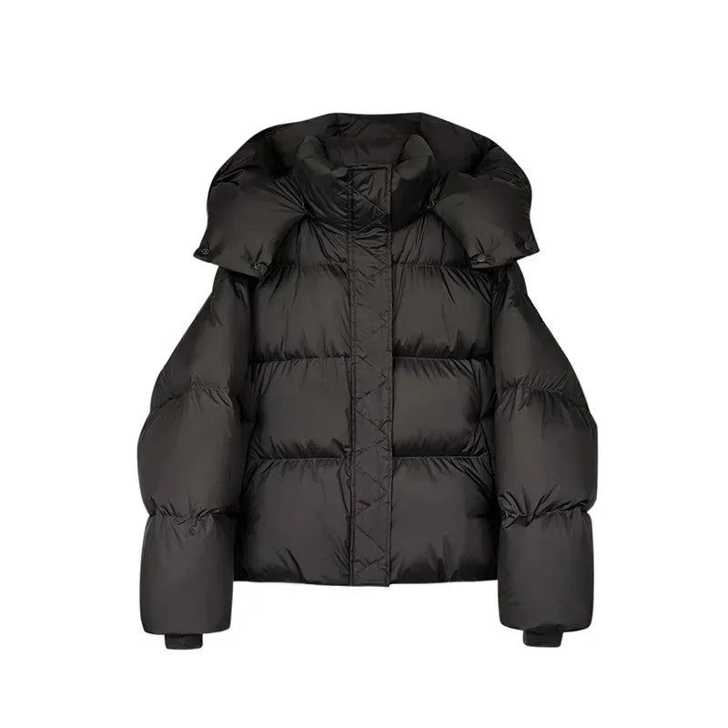 Steppjacke mit Hohem Kragen und Kapuze für Winter Damen