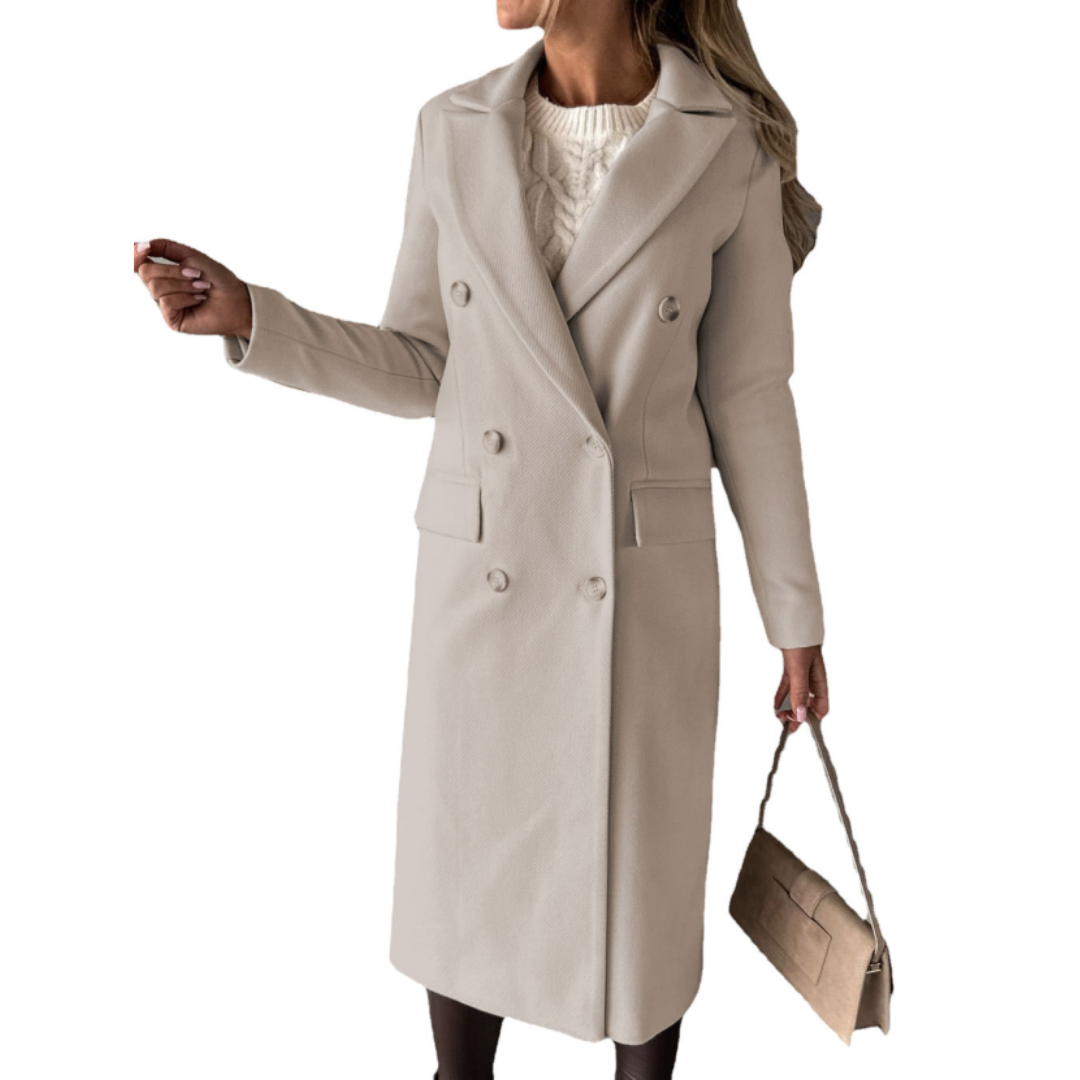 Eleganter Doppelt-knöpfiger Mantel Für Formelle Anlässe Für Damen