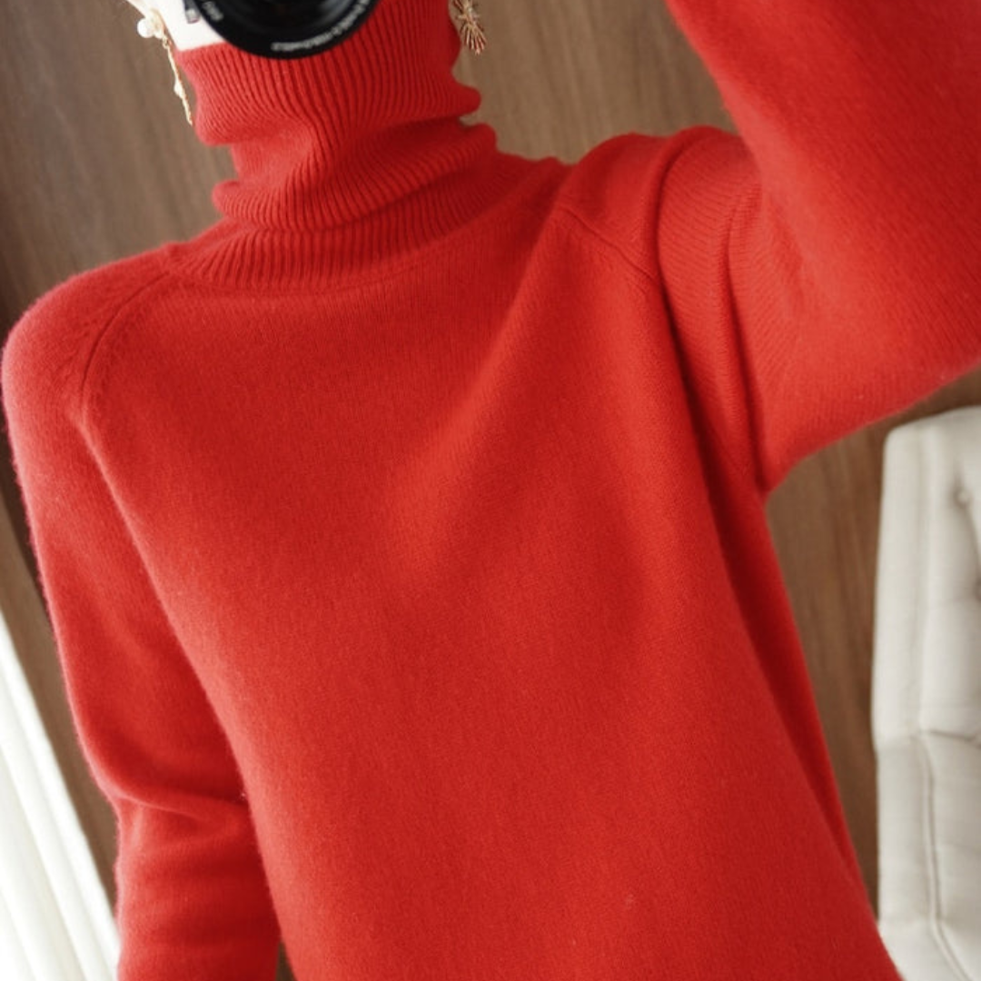 Warmer Rollkragenpullover mit Rippbündchen für Damen