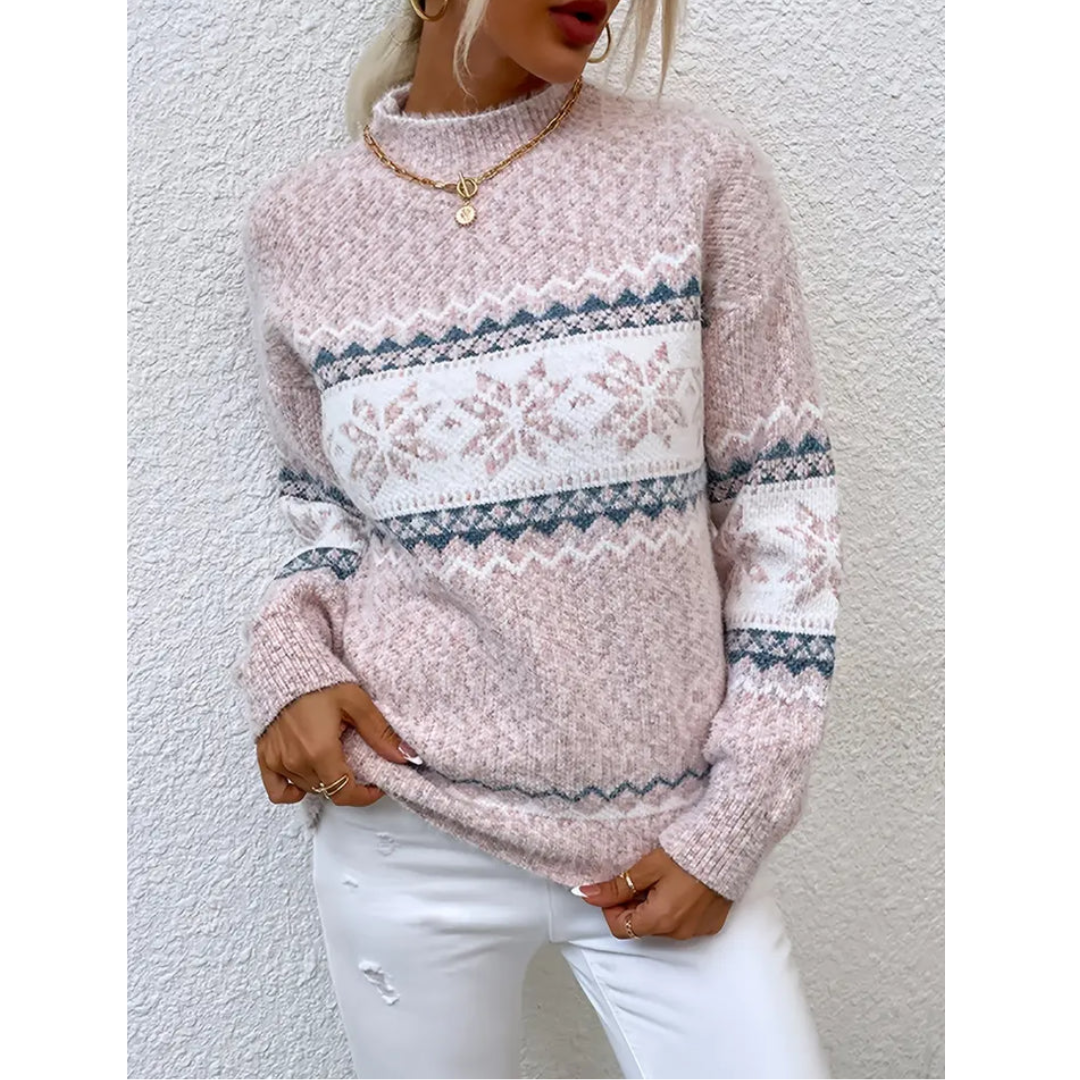 Bequemer Winterpullover mit Schneeflocken Design