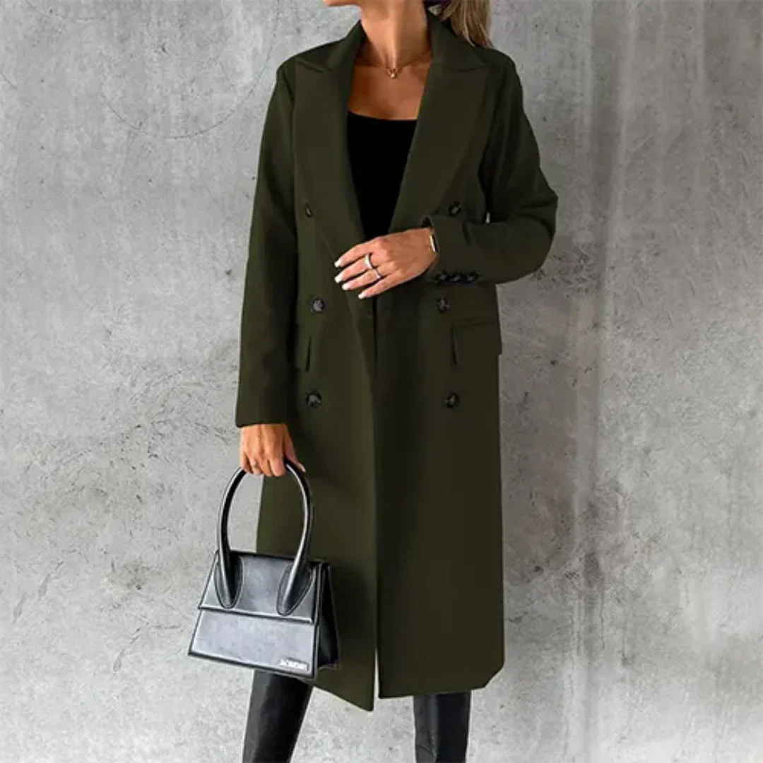 Eleganter Doppelt-knöpfiger Mantel Für Formelle Anlässe Für Damen