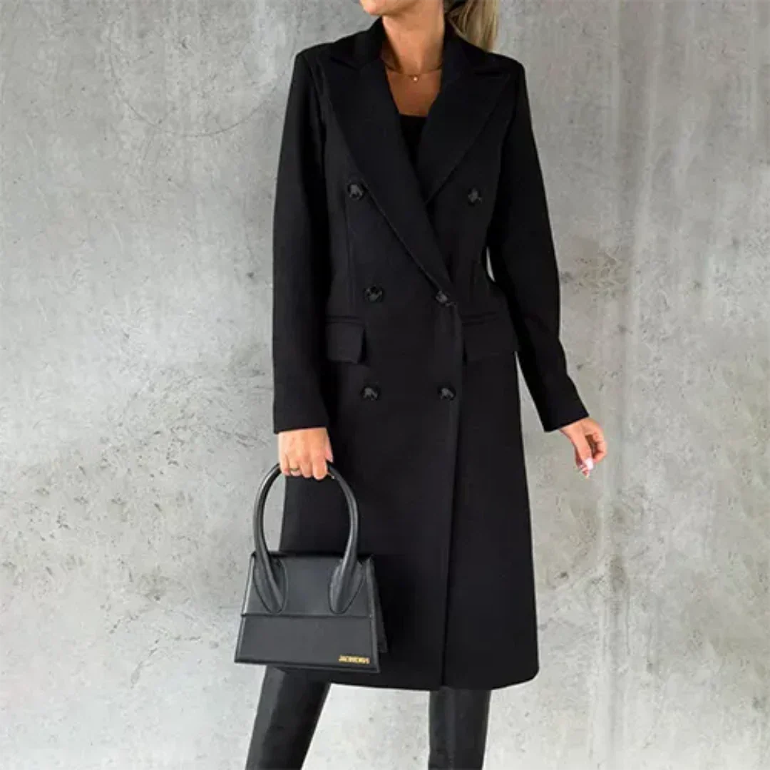 Eleganter Doppelt-knöpfiger Mantel Für Formelle Anlässe Für Damen