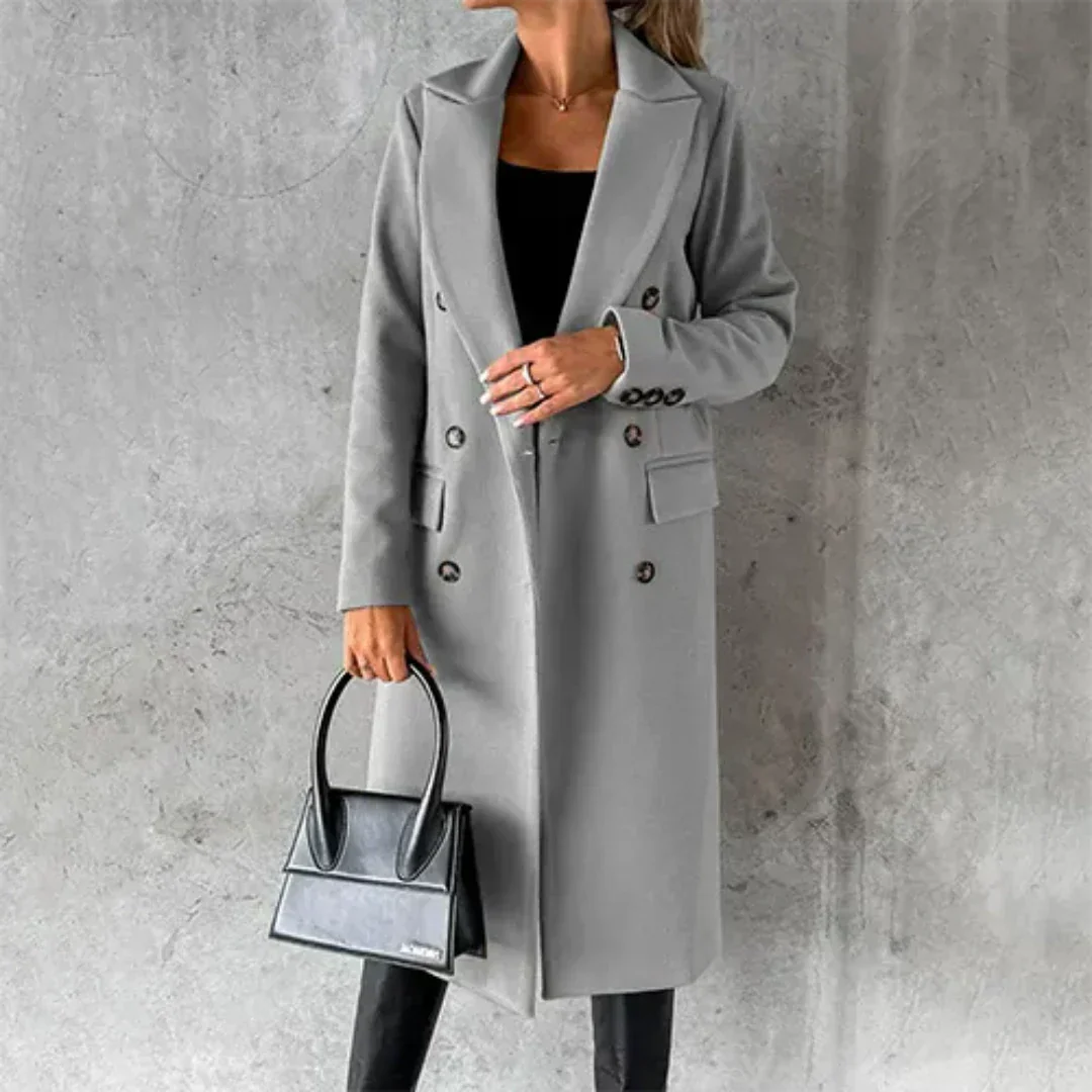 Eleganter Doppelt-knöpfiger Mantel Für Formelle Anlässe Für Damen