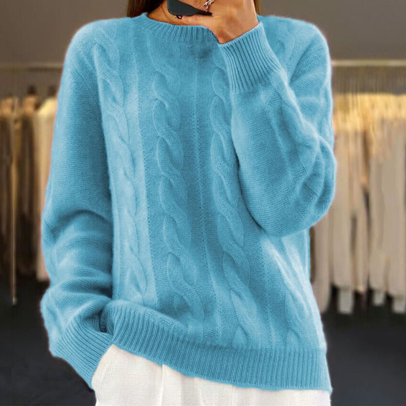 Strickpullover Mit Zopfstrick Und Lockerem Schnitt Für Damen