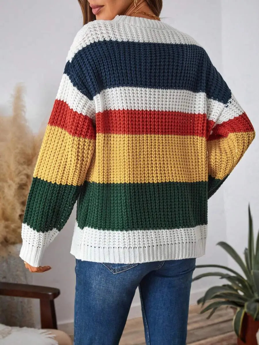 Gestreifter Strickpullover für Gemütliche Wintertage Damen