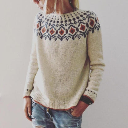 Strickpullover Mit Nordischem Rautenmuster Für Damen