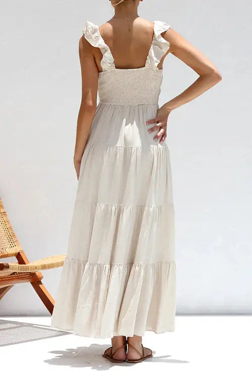 Damen Ärmelloses Maxikleid Mit Tiefem V-Ausschnitt Design