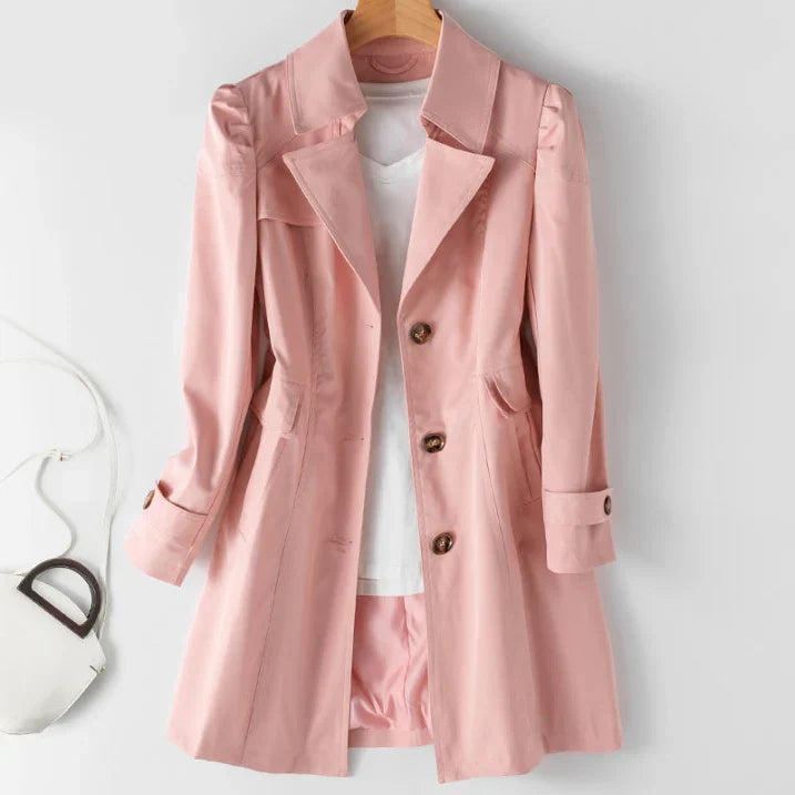 Klassischer Trenchcoat Mit Knopfschluss Für Damen