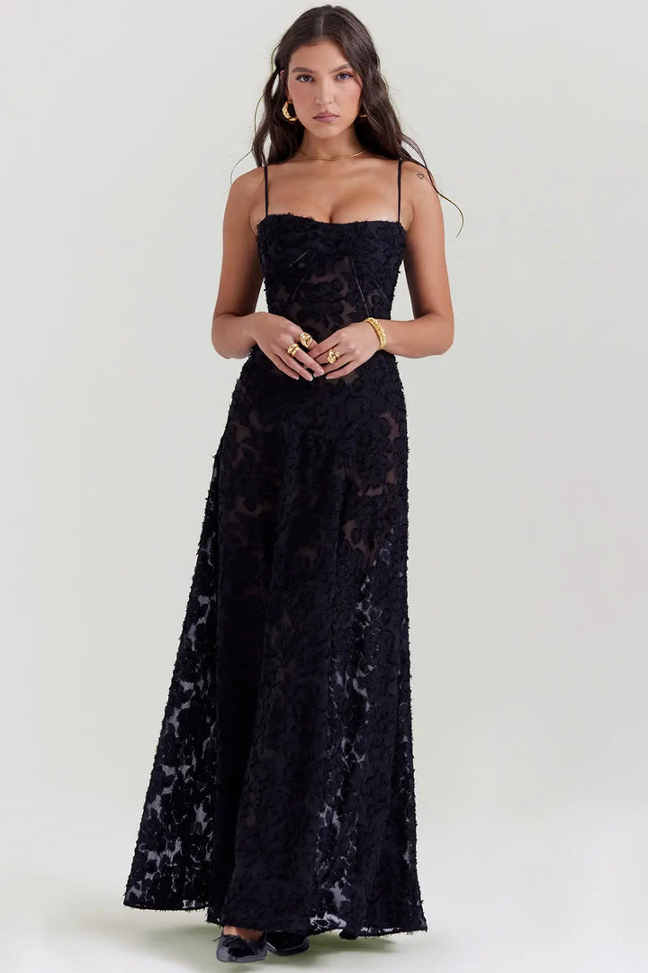 Eng Anliegendes Elegantes Maxikleid mit Rückenschnürung für Damen