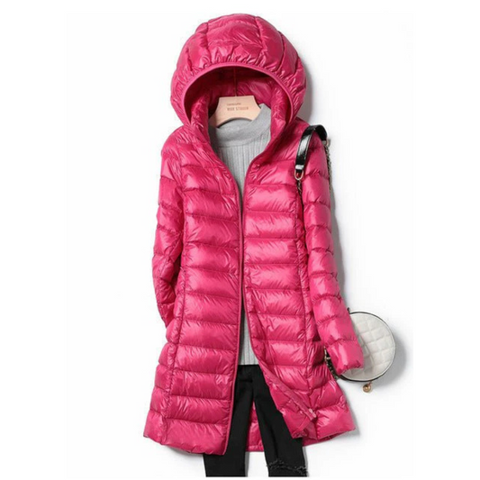Langer Gesteppt Puffer Mantel Mit Kapuze Für Damen