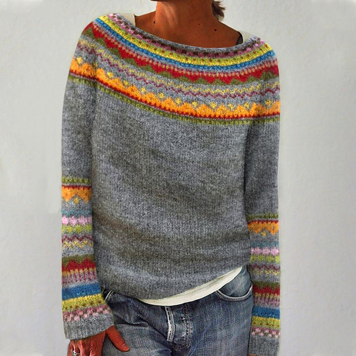 Chicer Strickpullover mit Buntem Design für Damen