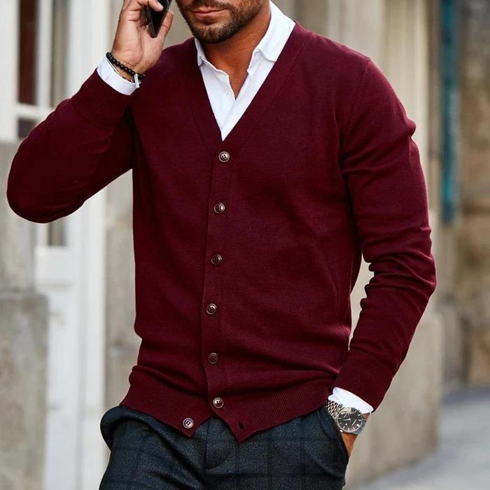 Herren Winter Street Style Knopf Cardigan