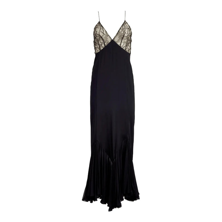 Maxikleid mit Tiefem Ausschnitt und Transparentem Spitzen Detail Für Damen