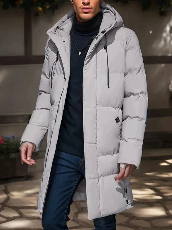 Herren Winter Langer Gesteppter Mantel