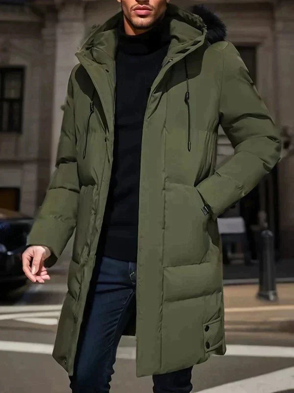 Herren Winter Langer Gesteppter Mantel