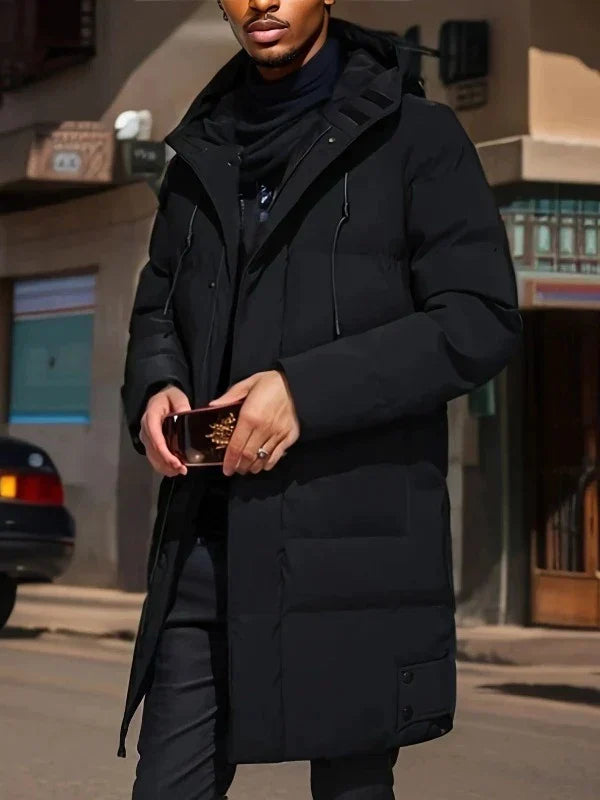 Herren Winter Langer Gesteppter Mantel