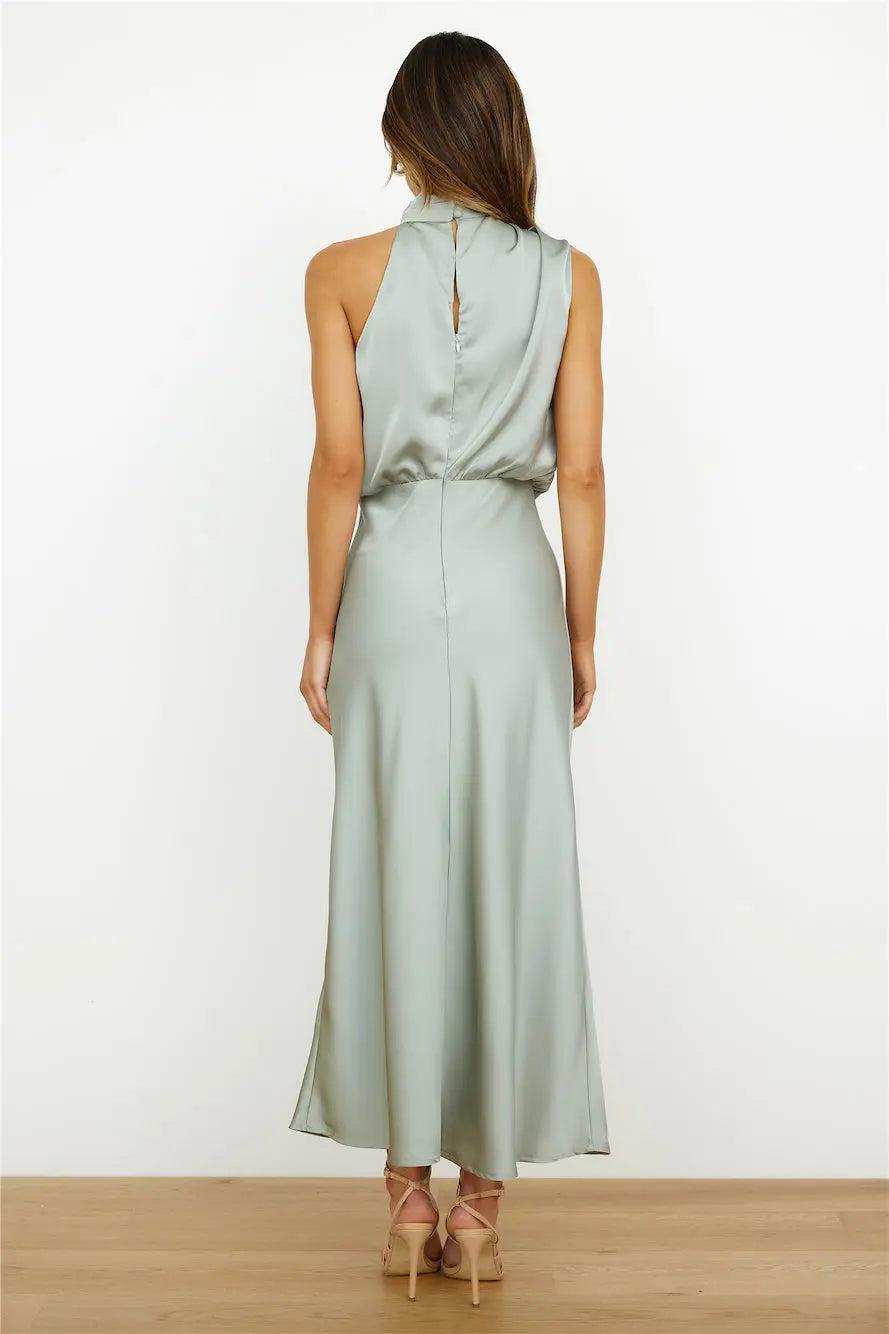 Neckholder Maxikleid mit Drapiertem Oberteil für Damen