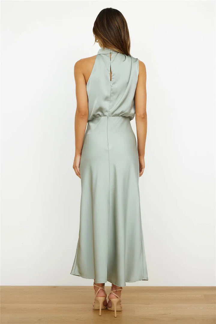 Neckholder Maxikleid mit Drapiertem Oberteil für Damen