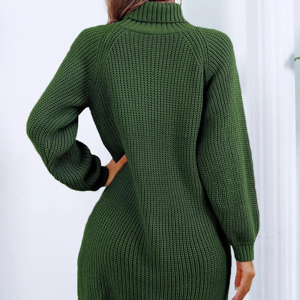Gestricktes Minikleid mit Hohem Ausschnitt und Lockere Form Für Damen