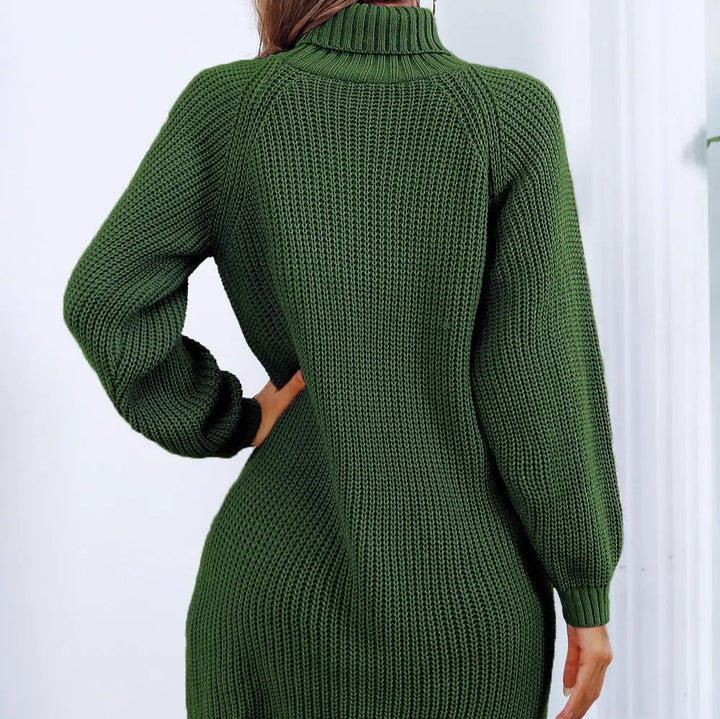 Gestricktes Minikleid mit Hohem Ausschnitt und Lockere Form Für Damen