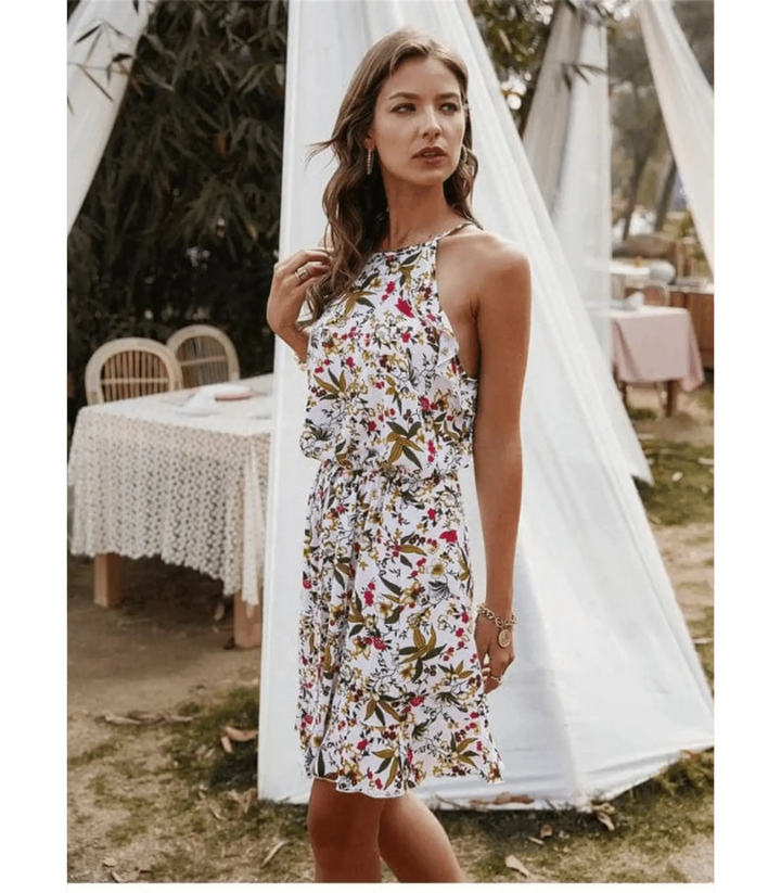 Damen Ärmelloses Minikleid Mit Blumenmuster Design