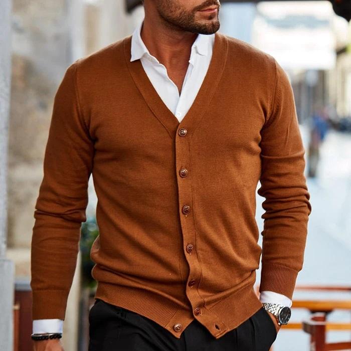Herren Winter Street Style Knopf Cardigan