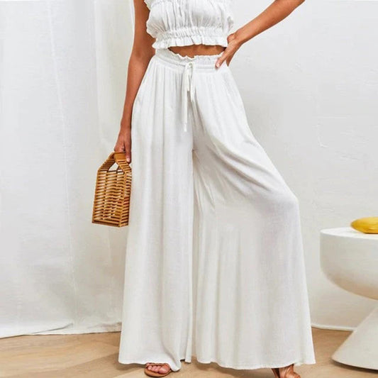 Hose mit hoher Taille und weitem Bein für Damen