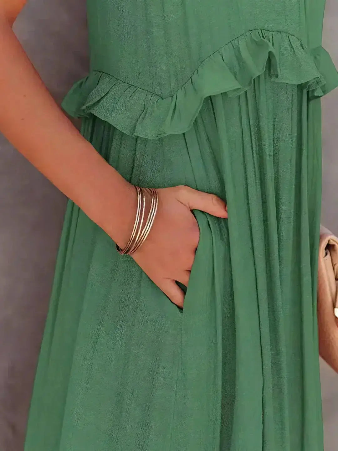 Damen Ärmelloses Maxikleid Mit Rüschen Saum