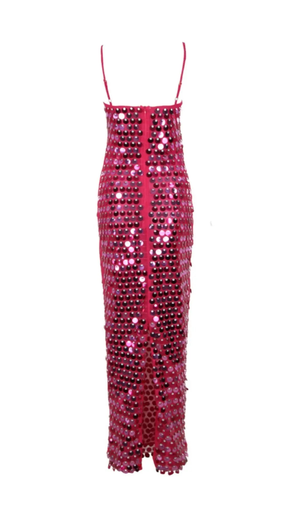 Midikleid mit Spaghettiträgern und Vollständiger Paillettenverzierung Für Damen