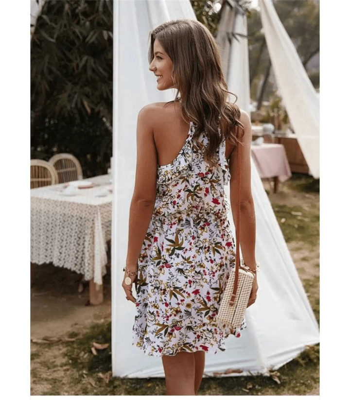 Damen Ärmelloses Minikleid Mit Blumenmuster Design
