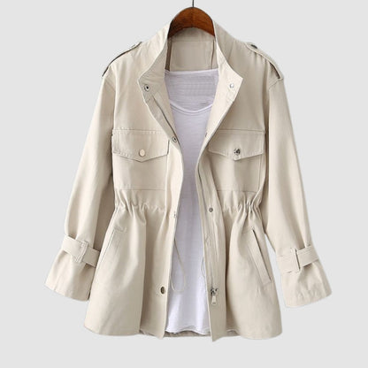 Utility Lange Jacke Mit Tunnelzug Taille Damen Winter