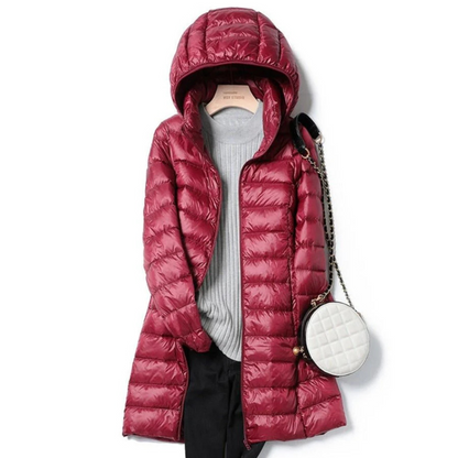 Langer Gesteppt Puffer Mantel Mit Kapuze Für Damen