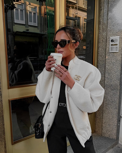 Lässige Locker Geschnittene Teddyjacke Damen Winter