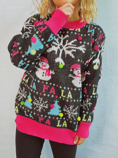 Lustiger Schneemann Ugly Christmas Pullover für Winter Damen
