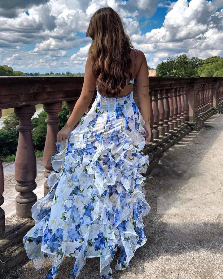 Damen Ärmelloses Blumen Maxi Kleid mit Sanftem Fluss