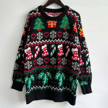 Lustiger Ugly Christmas Pullover mit Strumpfmuster Winter Damen
